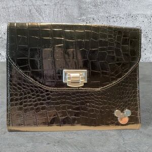 Disney Parks Black Mickey Icon Black Faux Alligator Skin Tablet / Ipad Case EUC